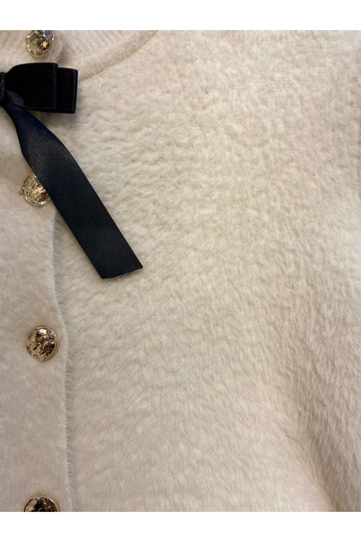 Fiyonk Detaylı Yumoş Şık Triko Hırka - Beyaz