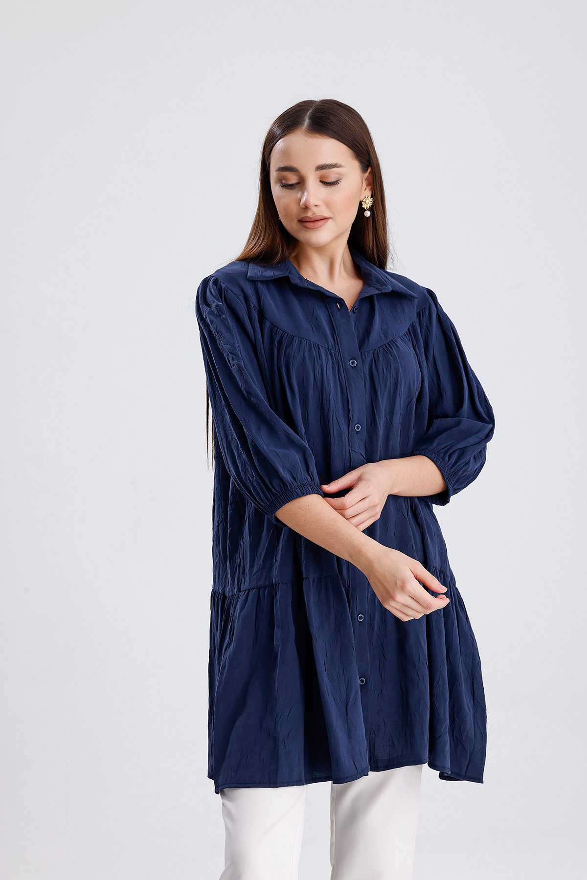 Tensel Modal Kumaş Tunik - Lacivert