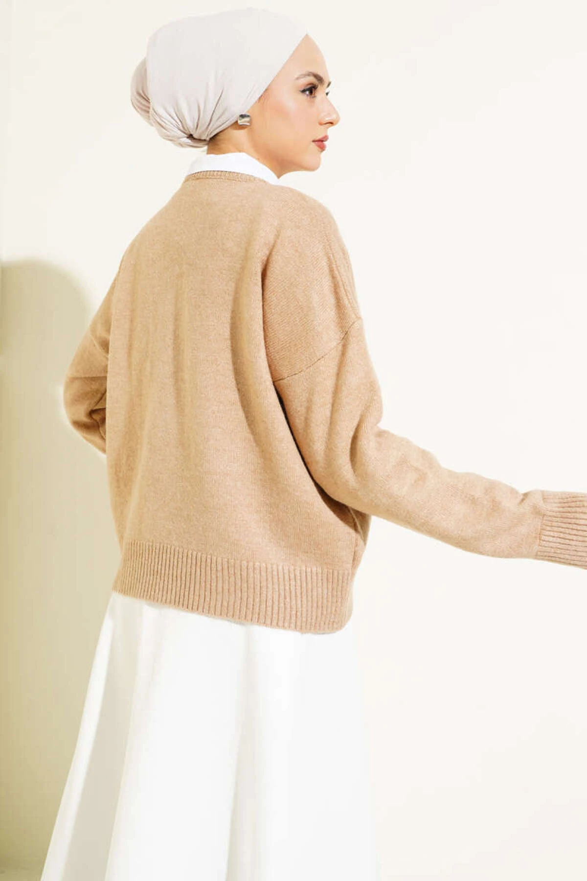 Ayıcıklı Triko Kazak - Karamel