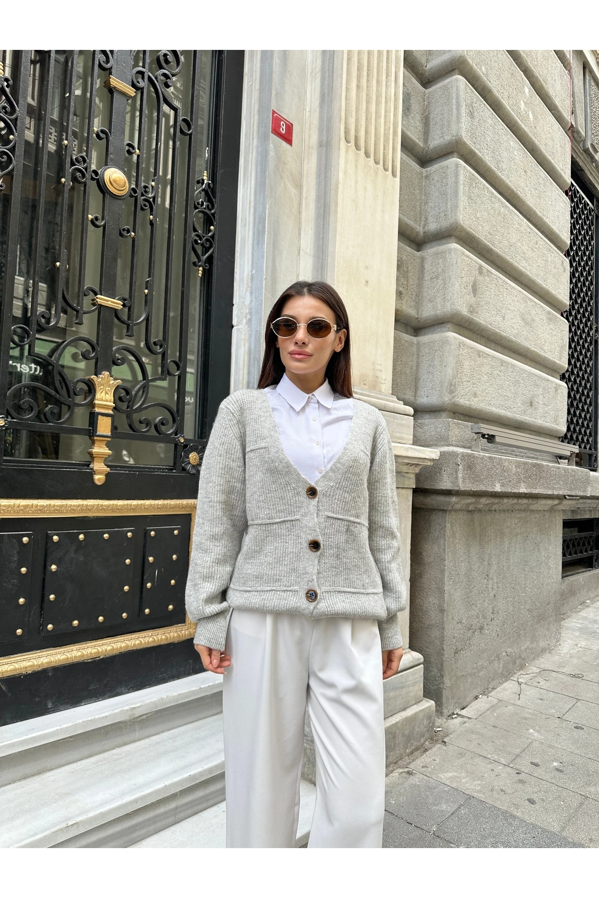 Yumoş Triko Hırka - Gri