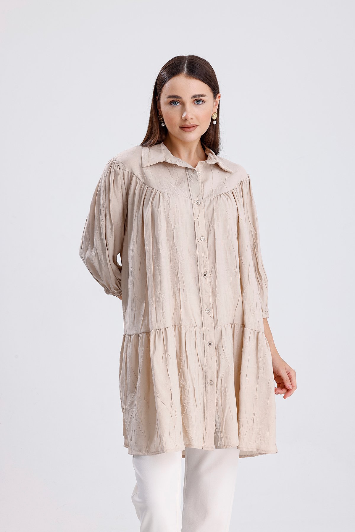 Tensel Modal Kumaş Tunik - Bej
