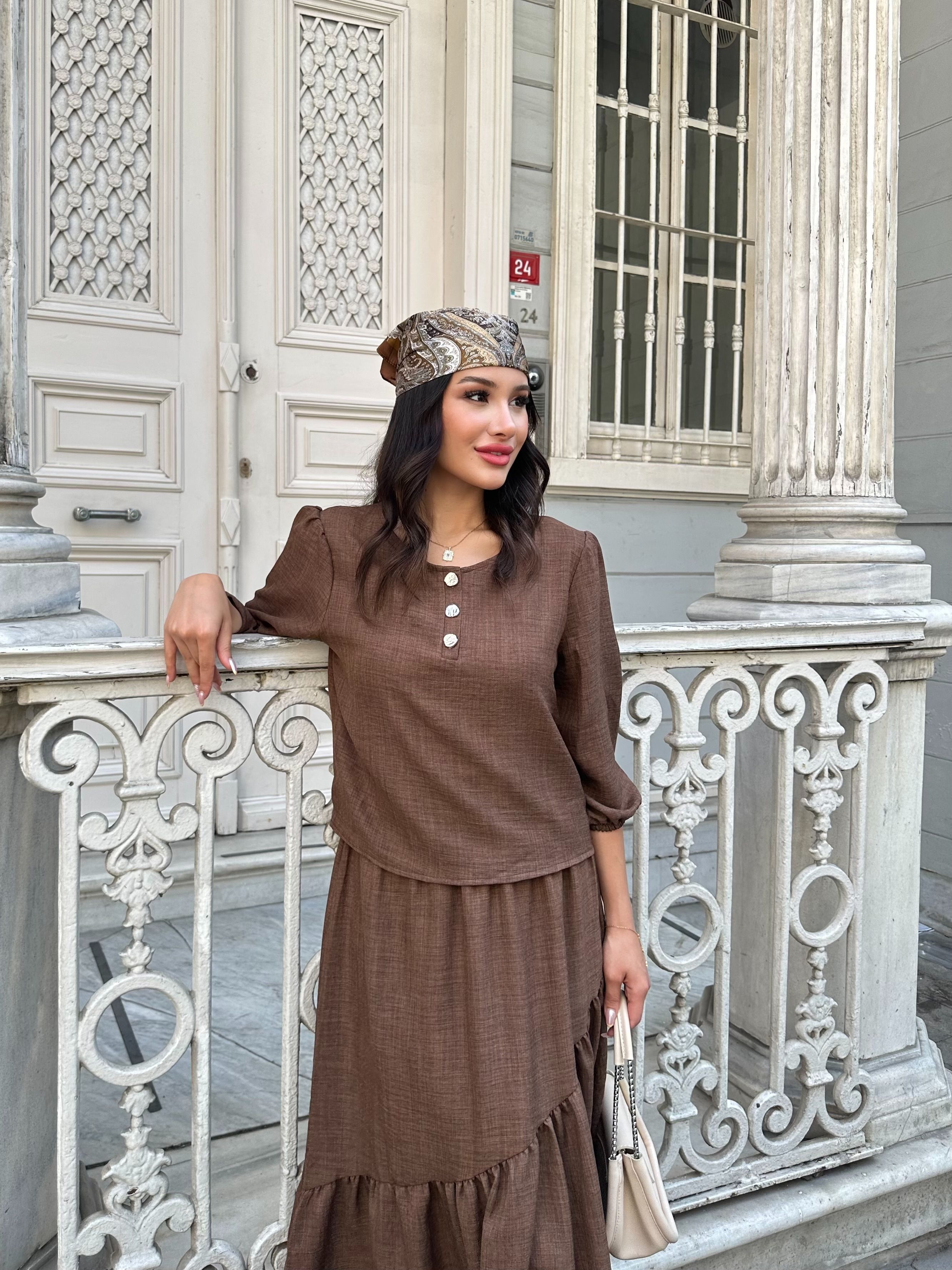 Keten Etekli Takım - Kahverengi