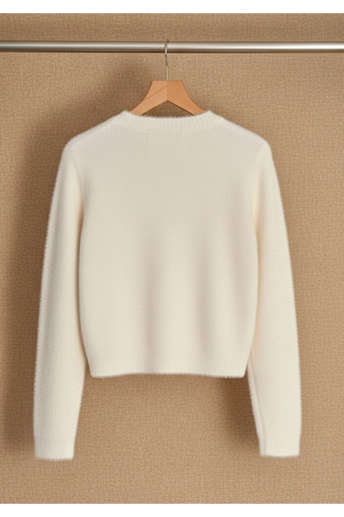 Fiyonk Detaylı Yumoş Şık Triko Hırka - Beyaz