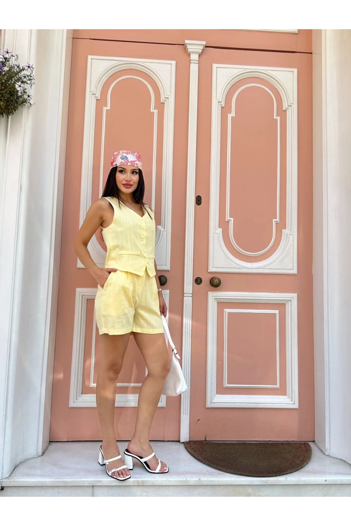 Keten Şortlu Takım - Sarı