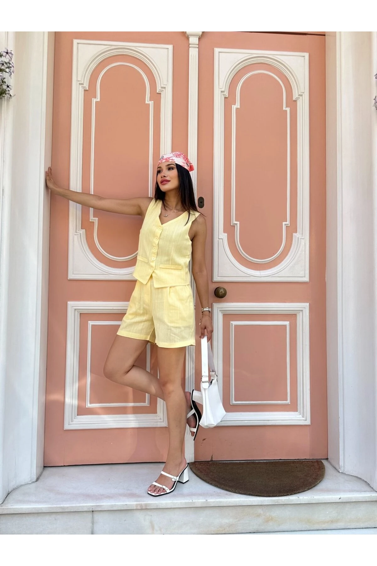 Keten Şortlu Takım - Sarı