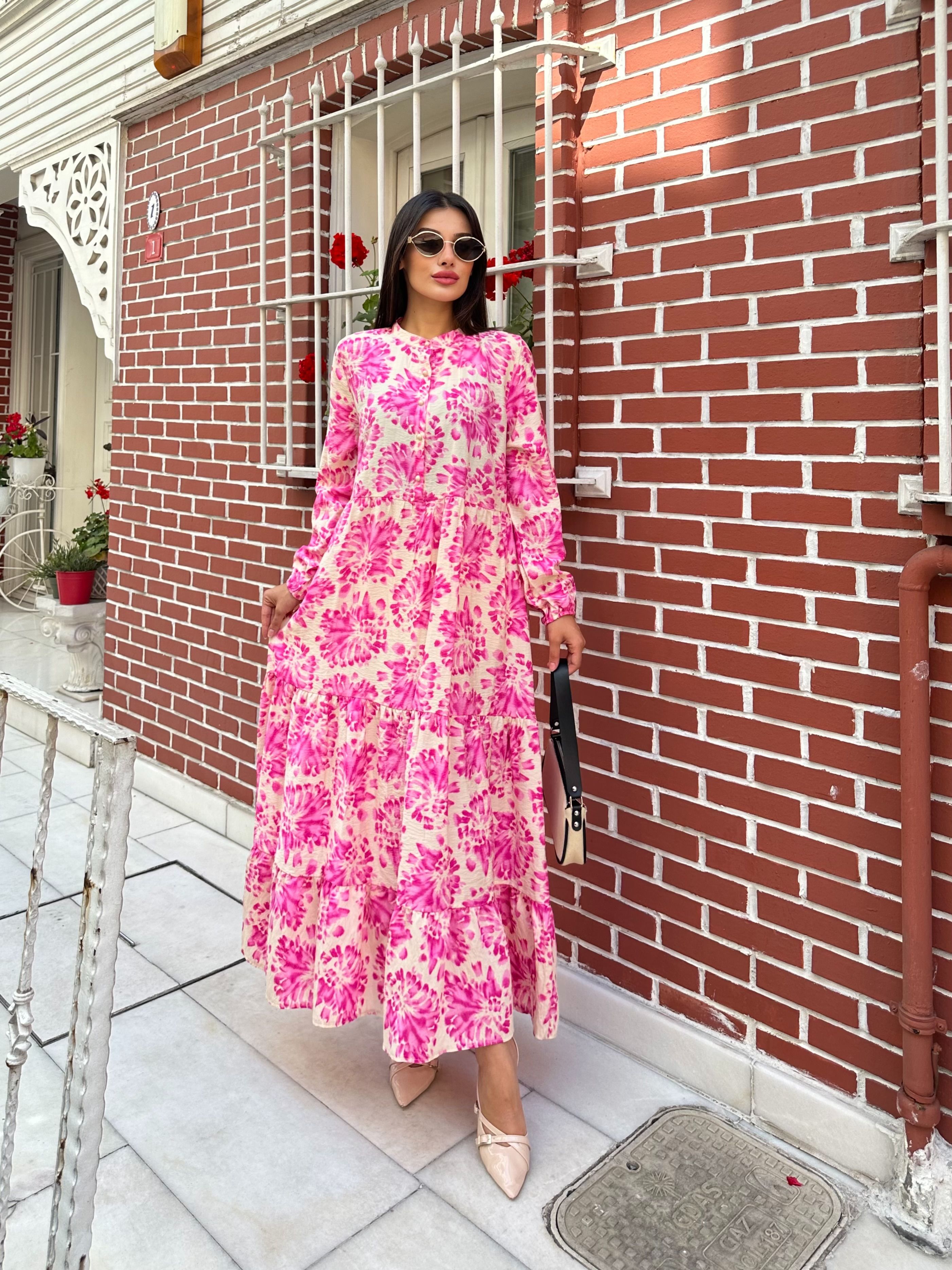 Modal Kumaş Yazlık Elbise - Pembe