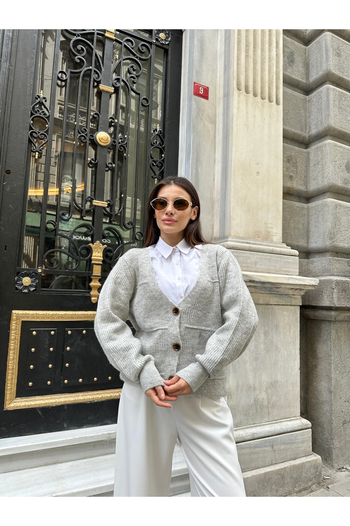 Yumoş Triko Hırka - Gri