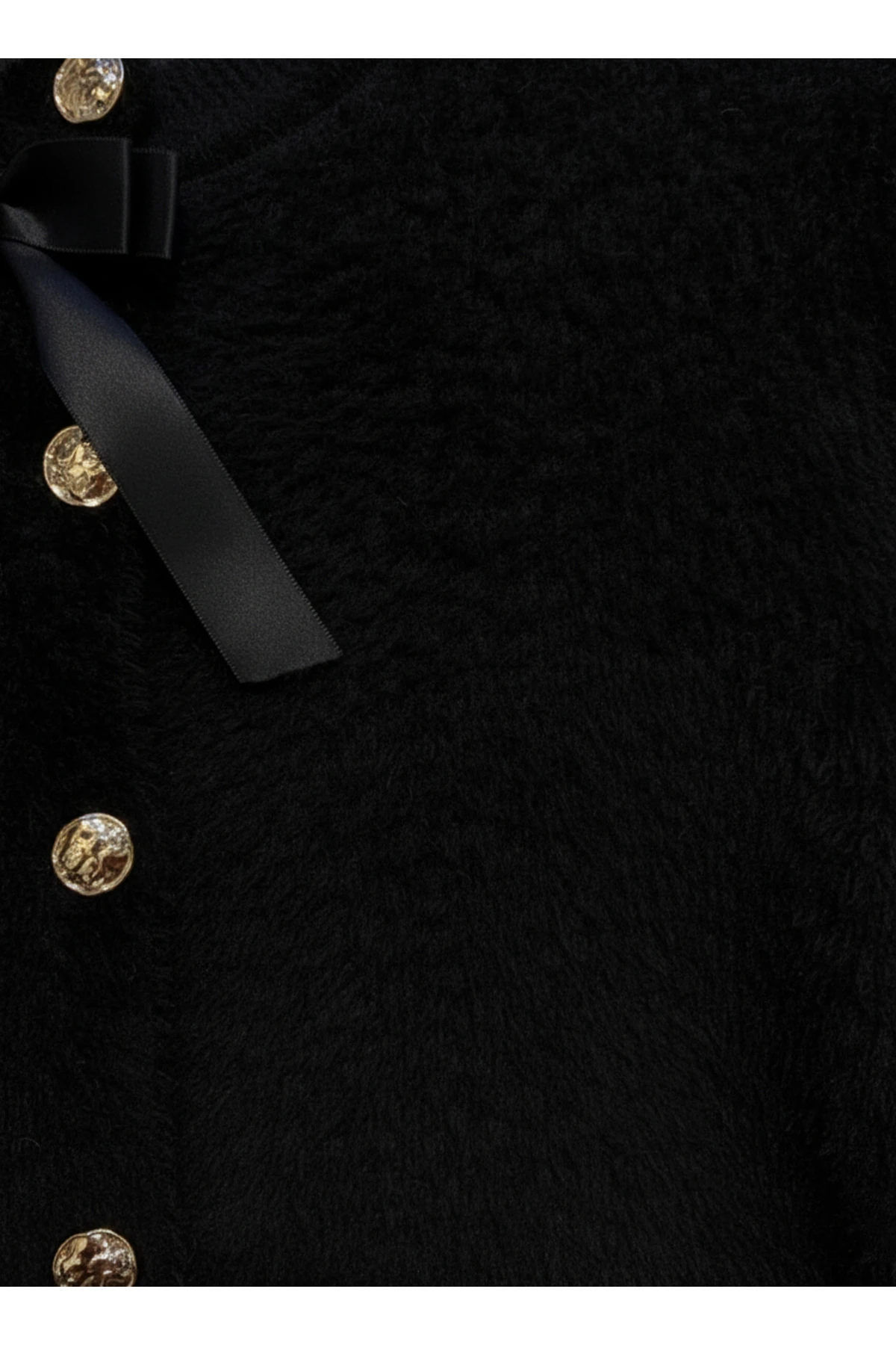 Fiyonk Detaylı Yumoş Şık Triko Hırka - Siyah