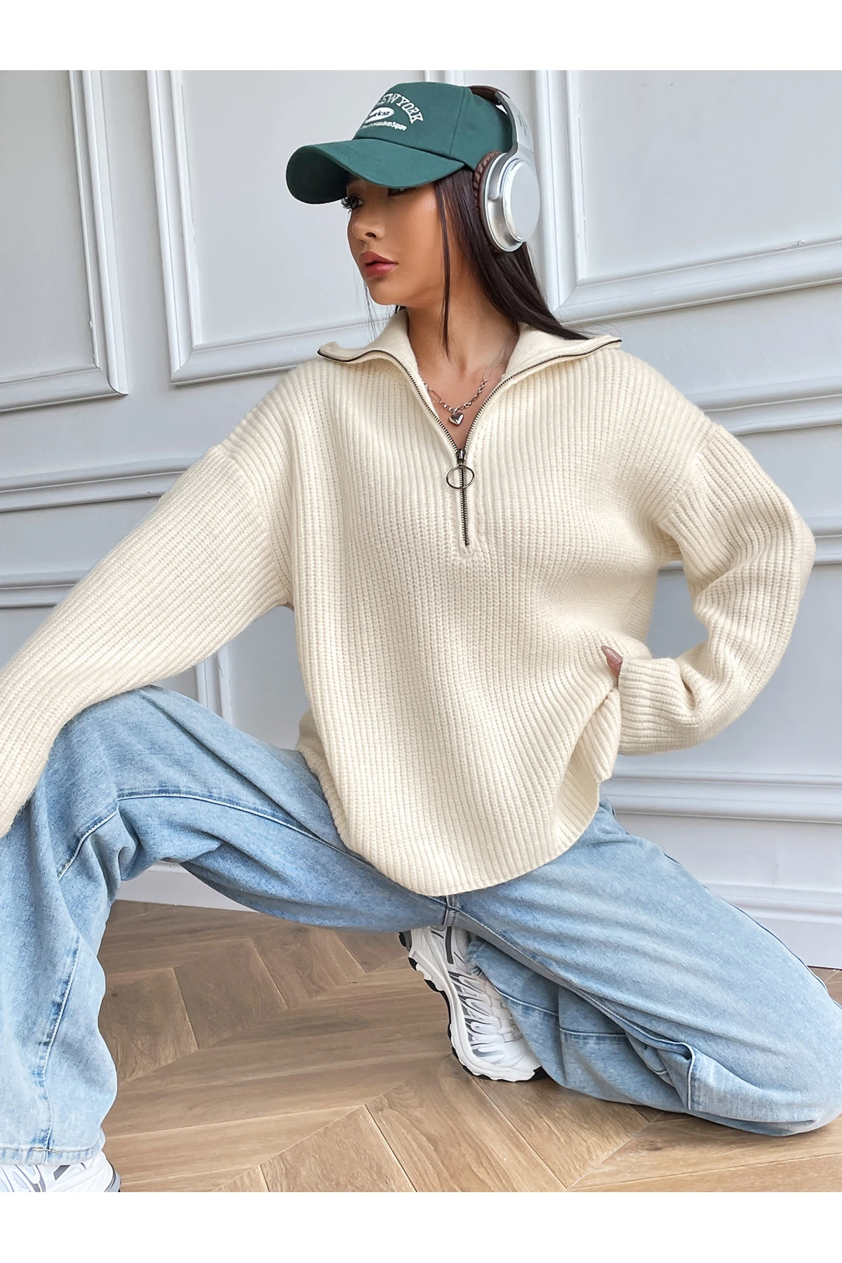 Fermuarlı Triko Kazak