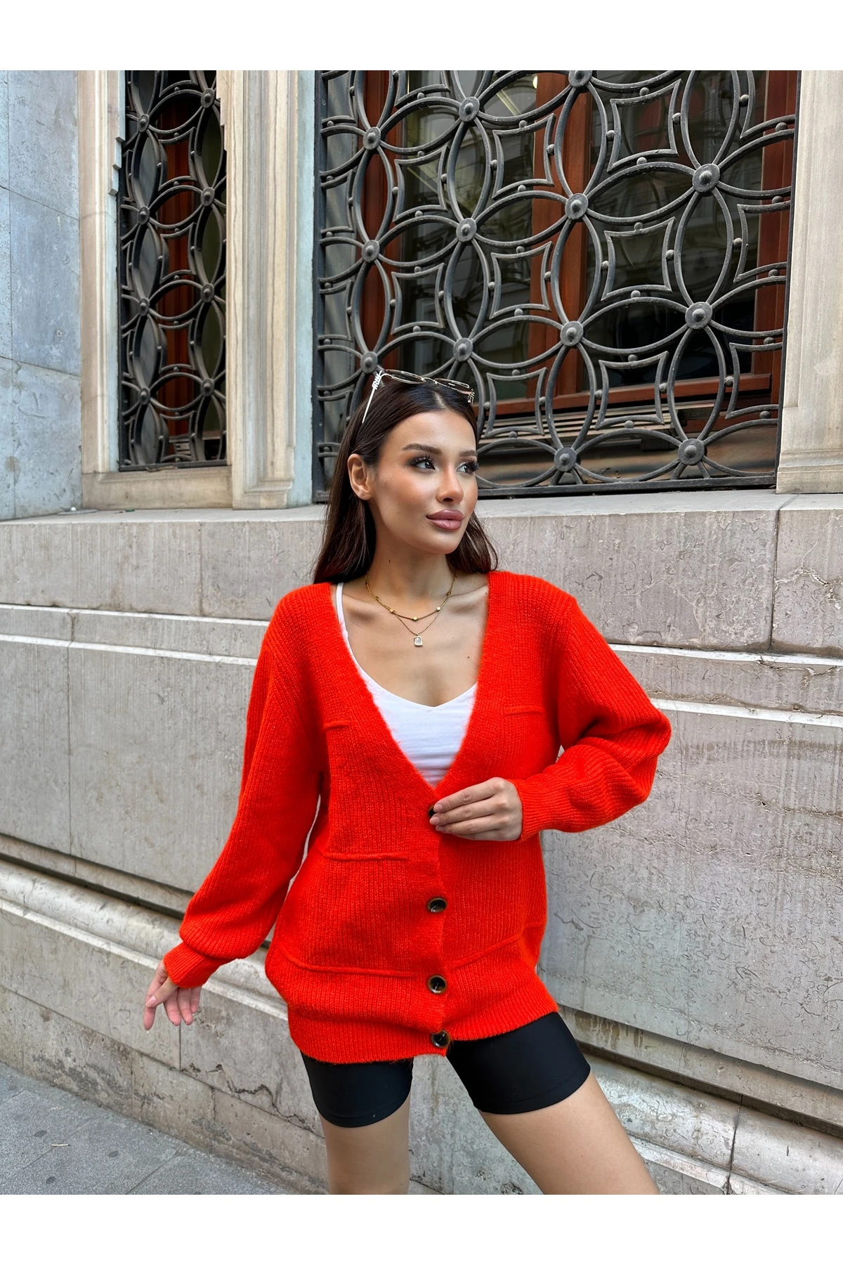 Yumoş Triko Hırka - Turuncu