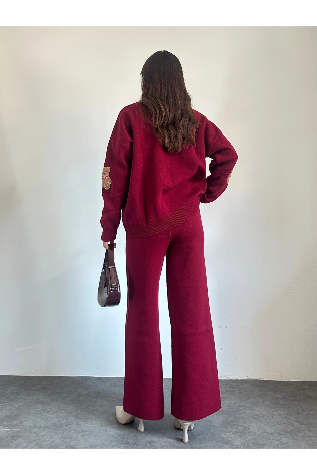 Ayıcıklı Triko Takım - Bordo