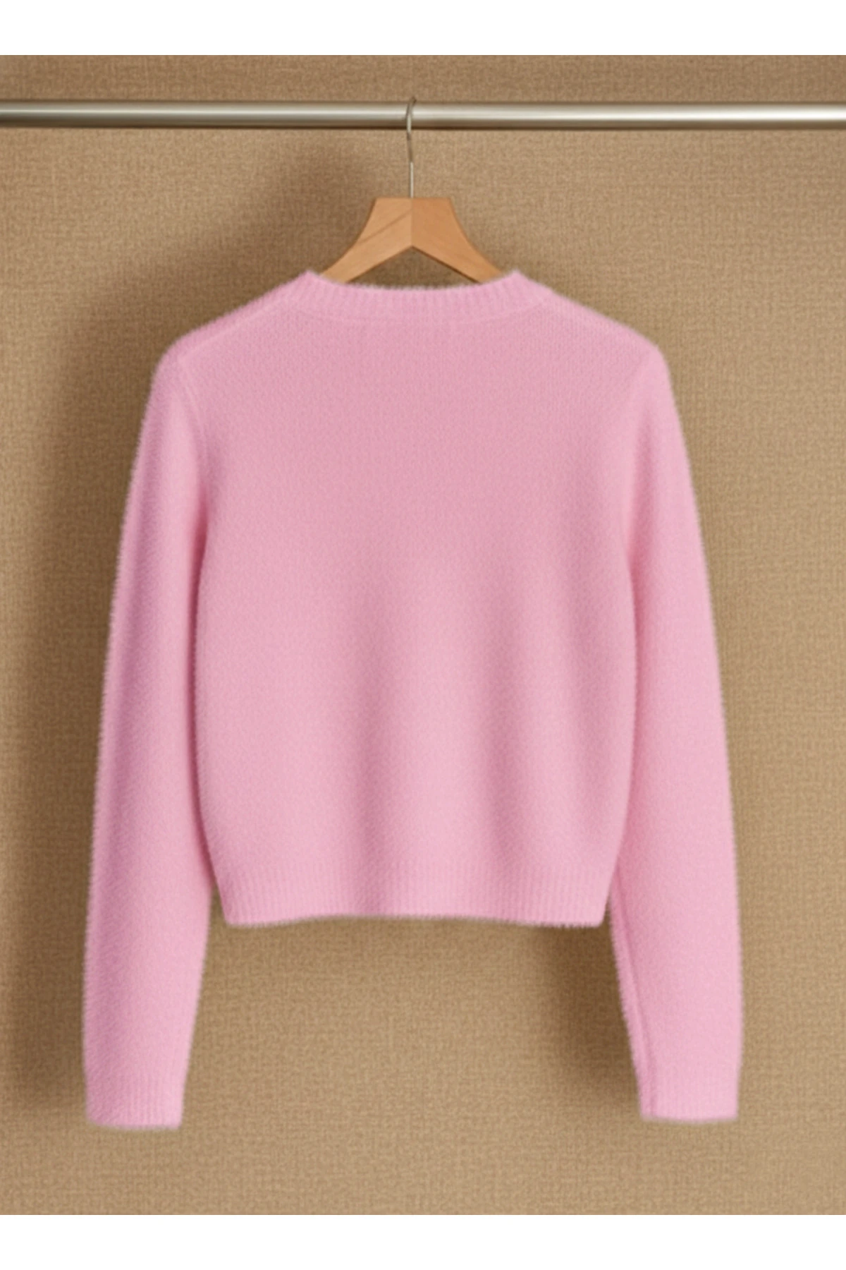 Fiyonk Detaylı Yumoş Şık Triko Hırka - Pembe