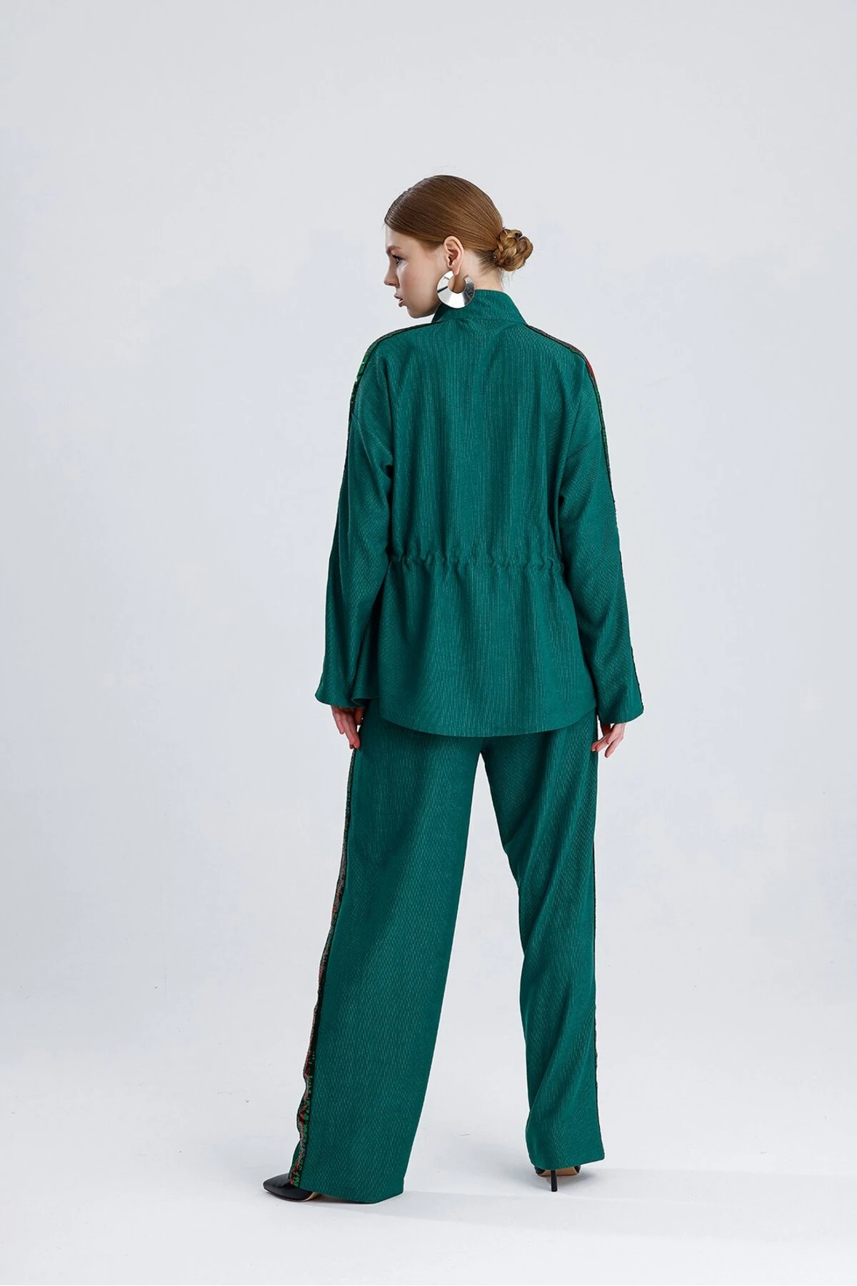 Belden Bağcıklı Pantolonlu Takım - Zümrüt