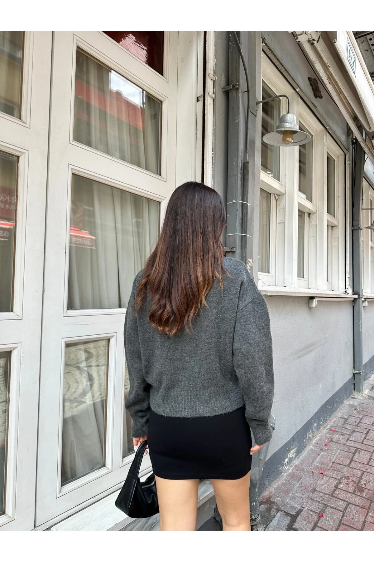 Basic Düğmeli Antrasit Triko Hırka