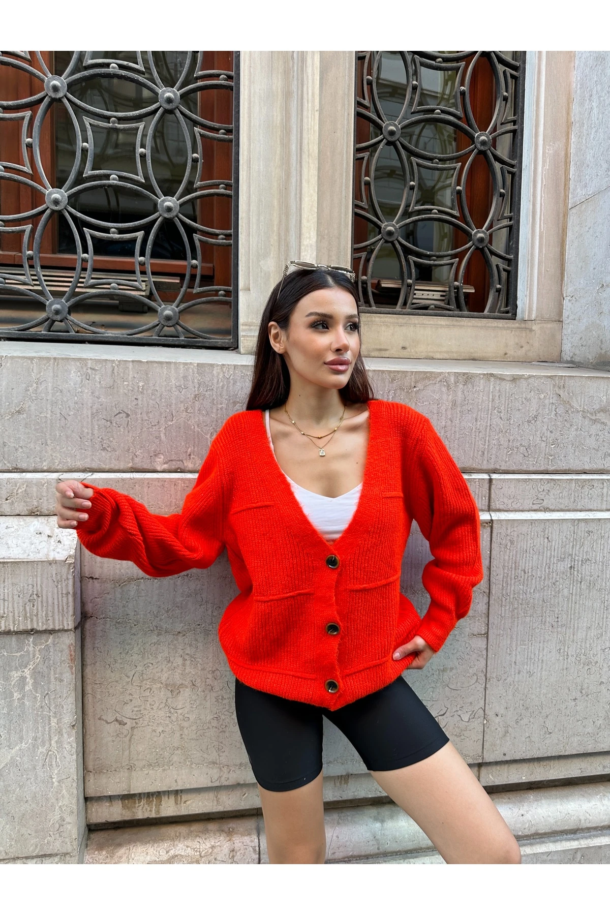 Yumoş Triko Hırka - Turuncu