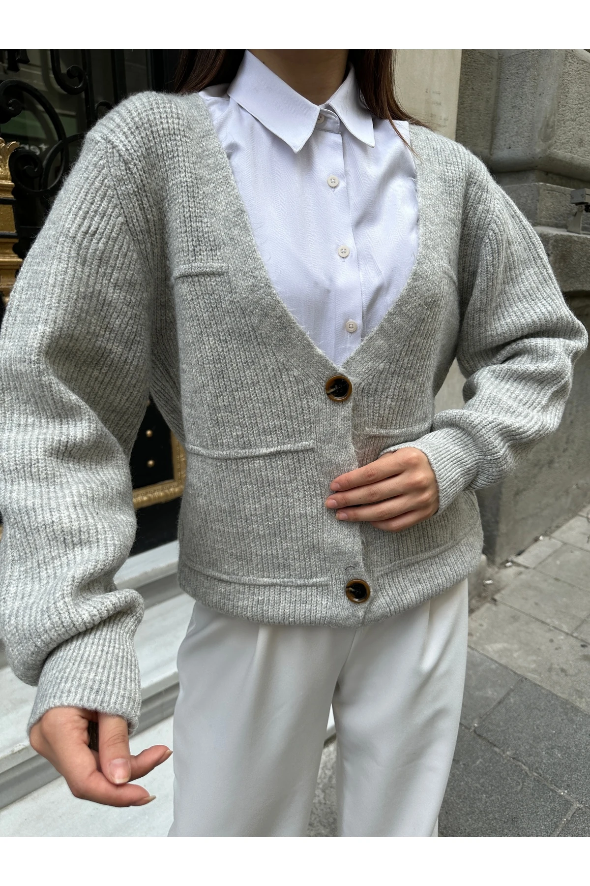 Yumoş Triko Hırka - Gri