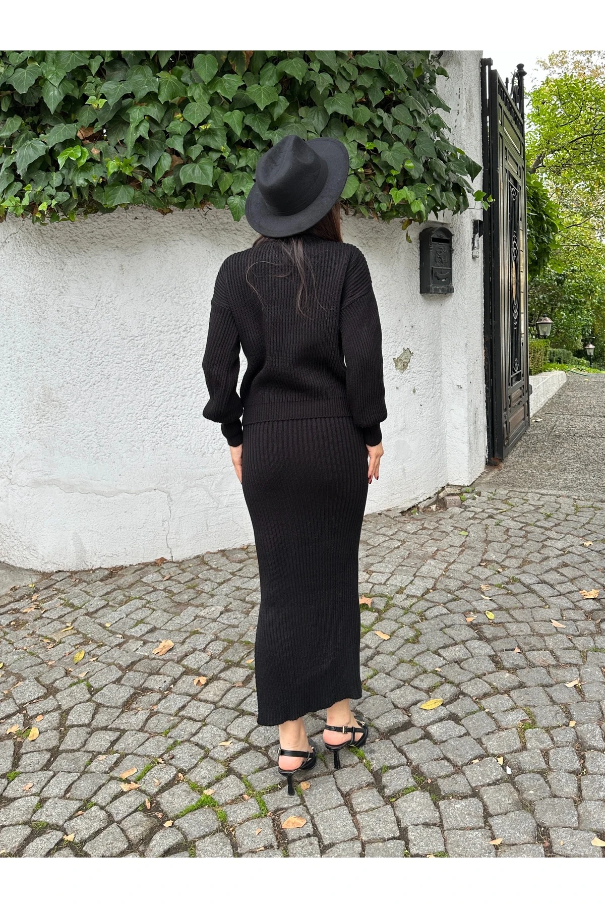 Selanik Örgü İkili Takım - Siyah