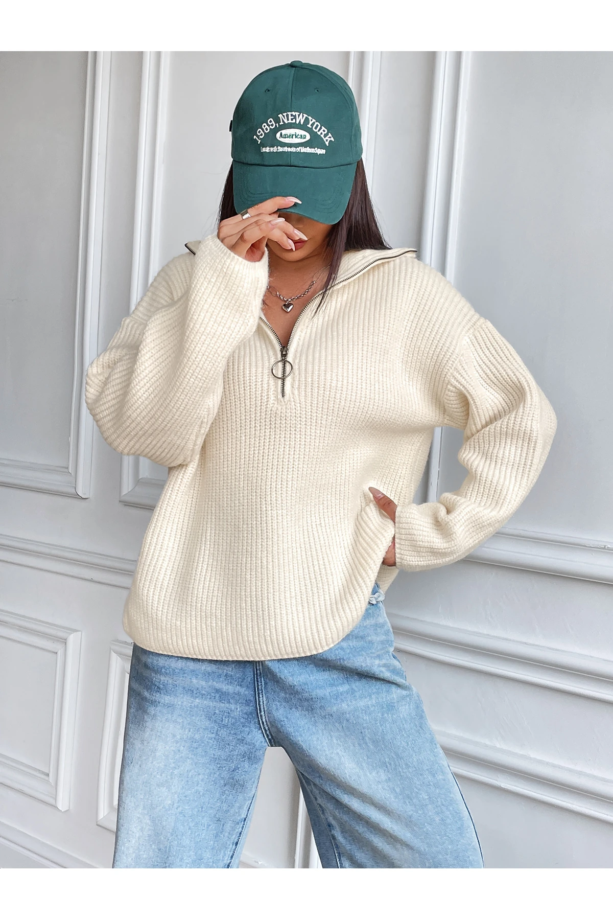 Fermuarlı Triko Kazak