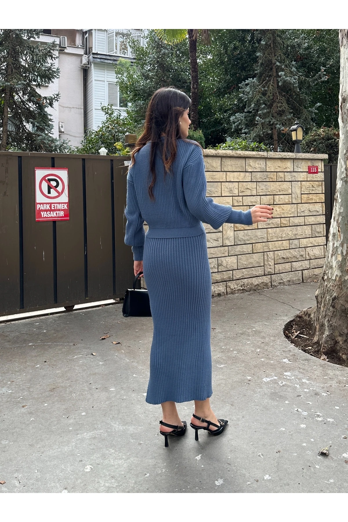 Selanik Örgü İkili Takım - i̇ndigo mavisi