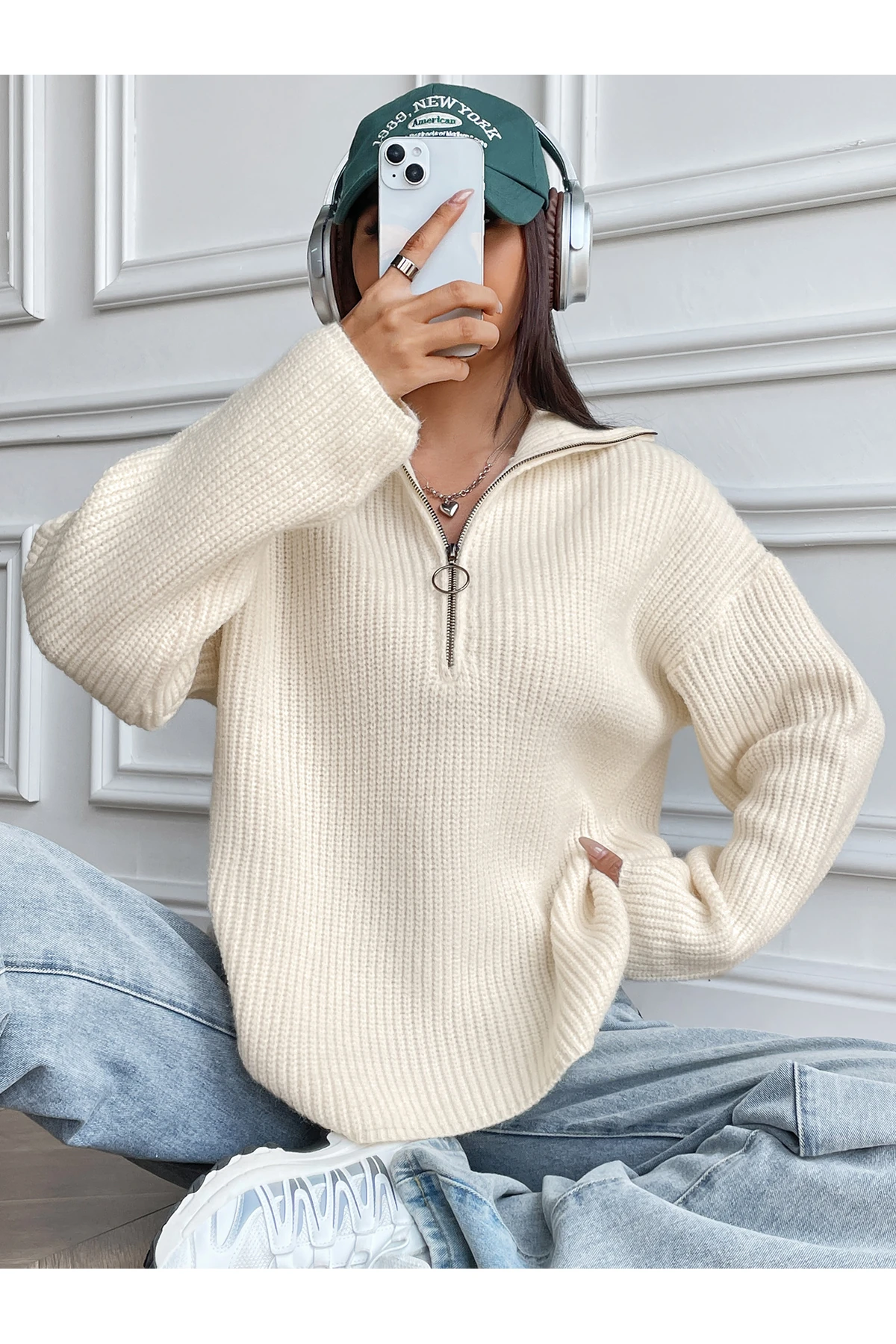 Fermuarlı Triko Kazak