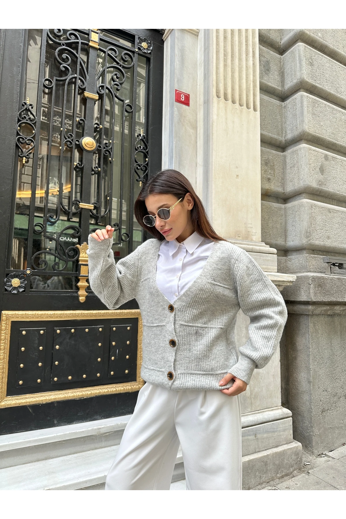 Yumoş Triko Hırka - Gri