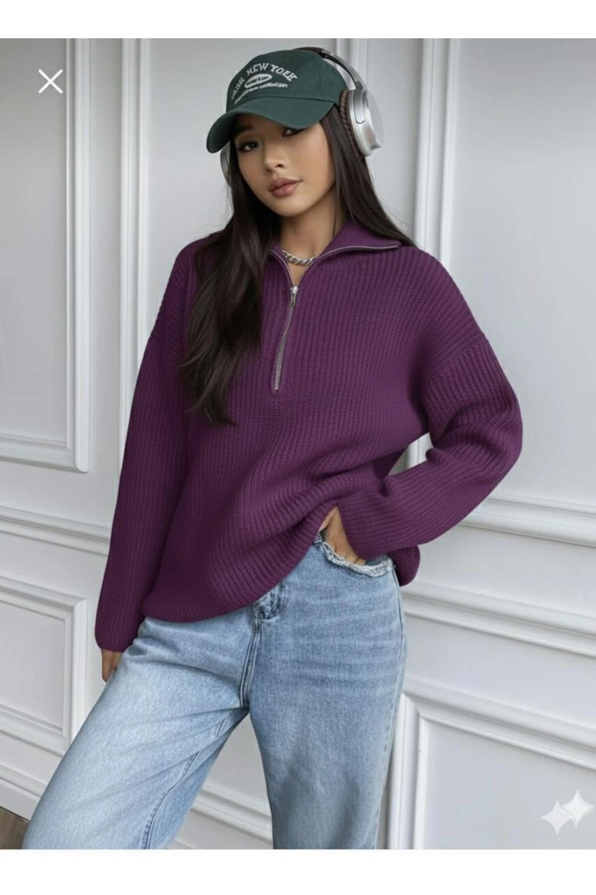 Fermuarlı Triko Kazak