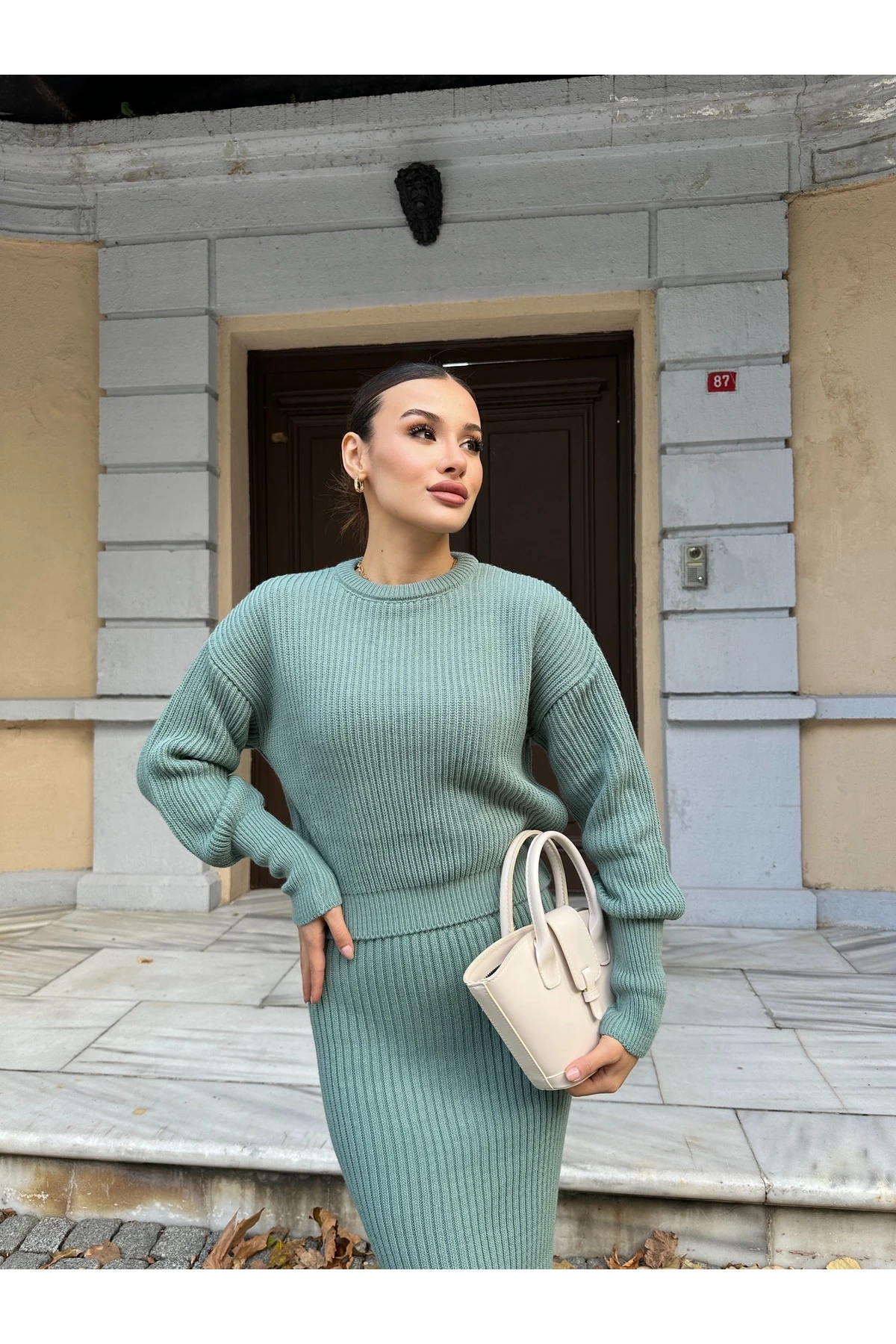 Selanik Örgü İkili Takım - Turkuaz