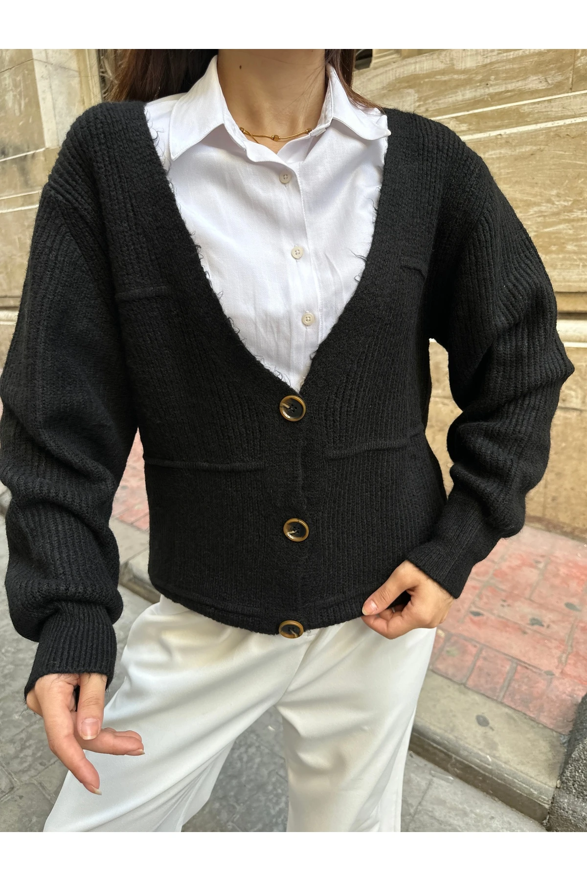 Yumoş Triko Hırka - Siyah