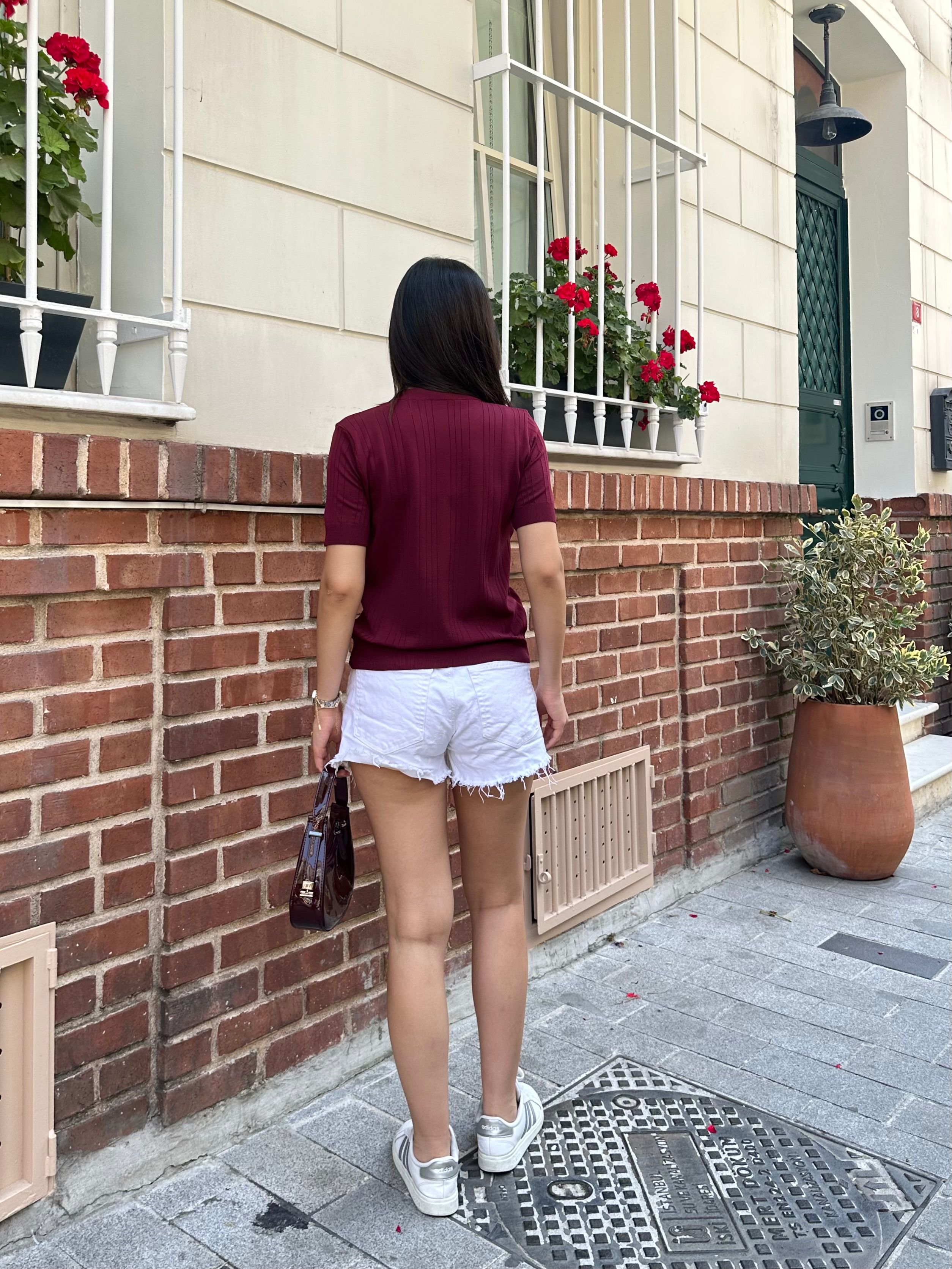 Kalp Detaylı T-Shirt - Bordo