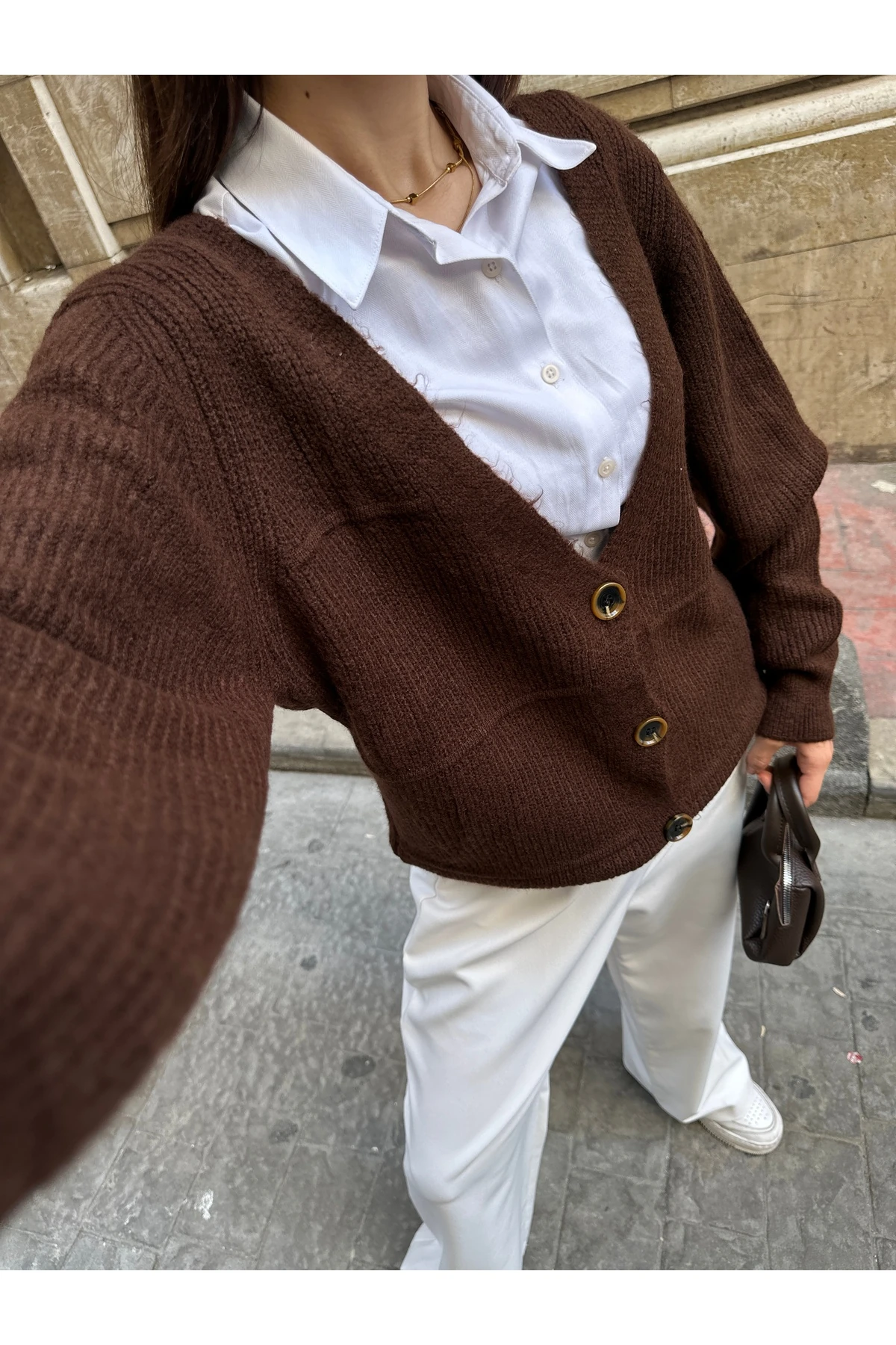 Yumoş Triko Hırka - Kahverengi