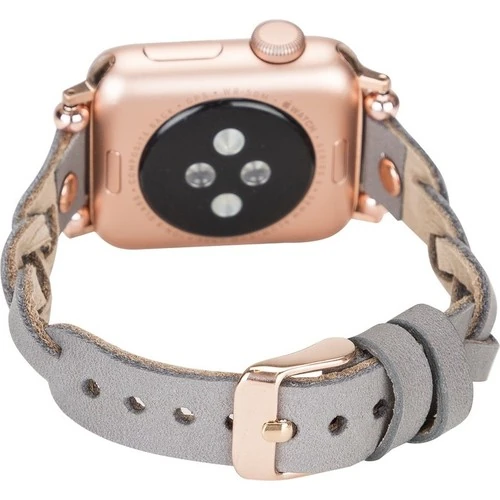 PLM Apple Watch Deri Kordon Wanda 38-40MM Ferro Rose Gold Trok Rst9 Gri