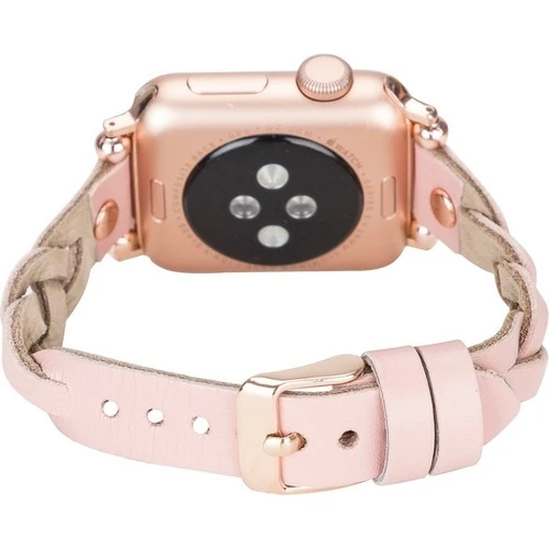 PLM Apple Watch Deri Kordon Wanda 38-40MM Ferro Rose Gold Trok Nu2 Pembe