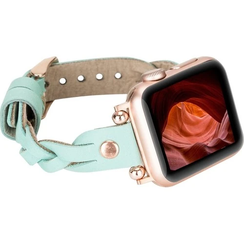 PLM Apple Watch Deri Kordon Wanda 38-40MM Ferro Rose Gold Trok Brn7 Yeşil