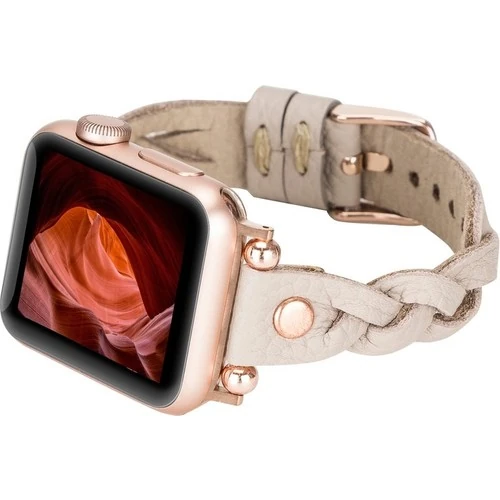 PLM Apple Watch Deri Kordon Wanda 38-40MM Ferro Rose Gold Trok Erc3 Bej