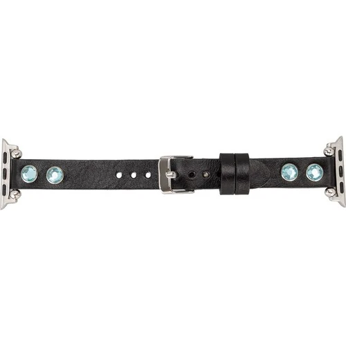 PLM Apple Watch Deri Kordon Solitaire 38-40MM Ferro Troklu Rst1 Siyah