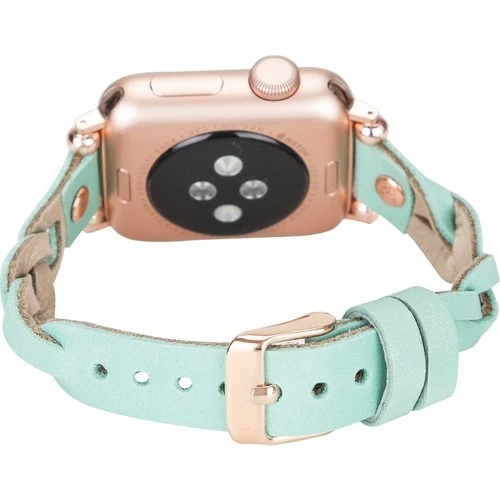 PLM Apple Watch Deri Kordon Wanda 38-40MM Ferro Rose Gold Trok Brn7 Yeşil