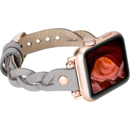 PLM Apple Watch Deri Kordon Wanda 38-40MM Ferro Rose Gold Trok Rst9 Gri