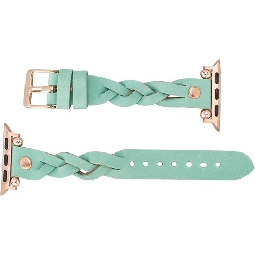 PLM Apple Watch Deri Kordon Wanda 38-40MM Ferro Rose Gold Trok Brn7 Yeşil