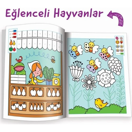 Kodlamalı Eğitici Boyama Kitabı - Eğlenceli Hayvanlar (5-6 Yaş / 1. Seviye