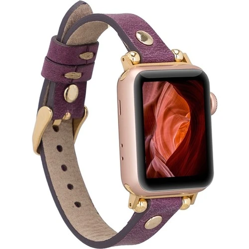 PLM Apple Watch Deri Kordon 38-40MM Ferro Rose Gold Trok G7 Mor