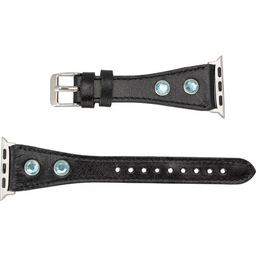 PLM Apple Watch Deri Kordon Solitaire 38-40MM Ince Ferro Troklu Rst1 Siyah