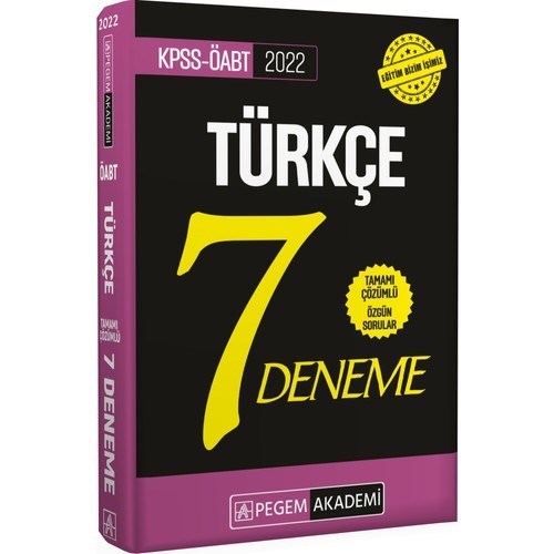 Pegem Akademi Yayıncılık 2022 ÖABT Türkçe Öğretmenliği Tamamı Çözümlü 7 Deneme