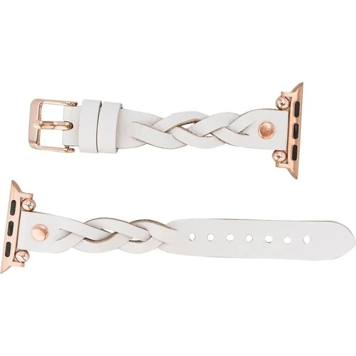 PLM Apple Watch Deri Kordon Wanda 38-40MM Ferro Rose Gold Trok F3 Beyaz