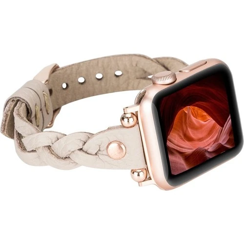 PLM Apple Watch Deri Kordon Wanda 38-40MM Ferro Rose Gold Trok Erc3 Bej
