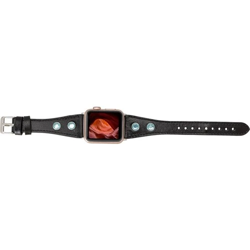 PLM Apple Watch Deri Kordon Solitaire 38-40MM Ince Ferro Troklu Rst1 Siyah