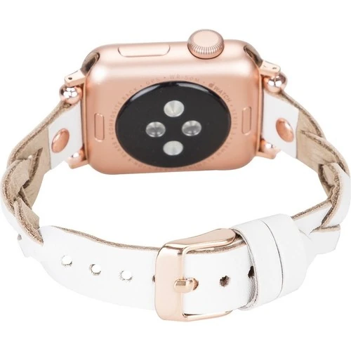 PLM Apple Watch Deri Kordon Wanda 38-40MM Ferro Rose Gold Trok F3 Beyaz