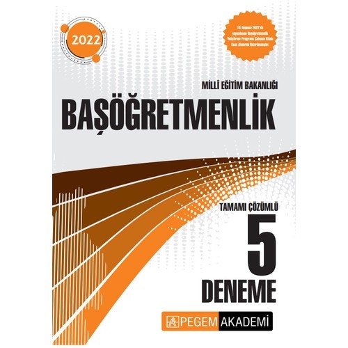 Pegem Akademi Yayıncılık 2022 Milli Eğitim Bakanlığı Başöğretmenlik 5 Deneme