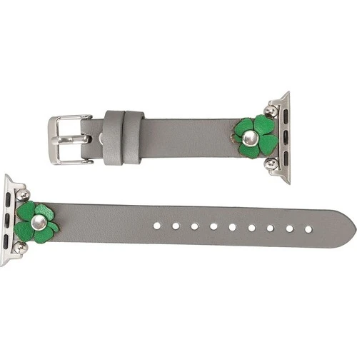 PLM Apple Watch Deri Kordon Clover 38-40MM Ferro Silver Troklu Rst9 Gri