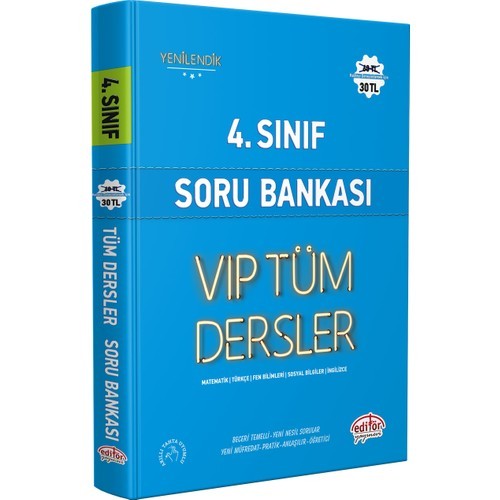 Editör Yayınları 4. Sınıf Vip Tüm Dersler Soru Bankası Mavi Kitap