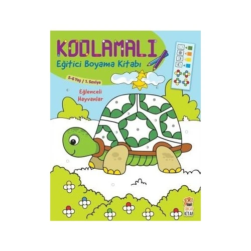 Kodlamalı Eğitici Boyama Kitabı - Eğlenceli Hayvanlar (5-6 Yaş / 1. Seviye